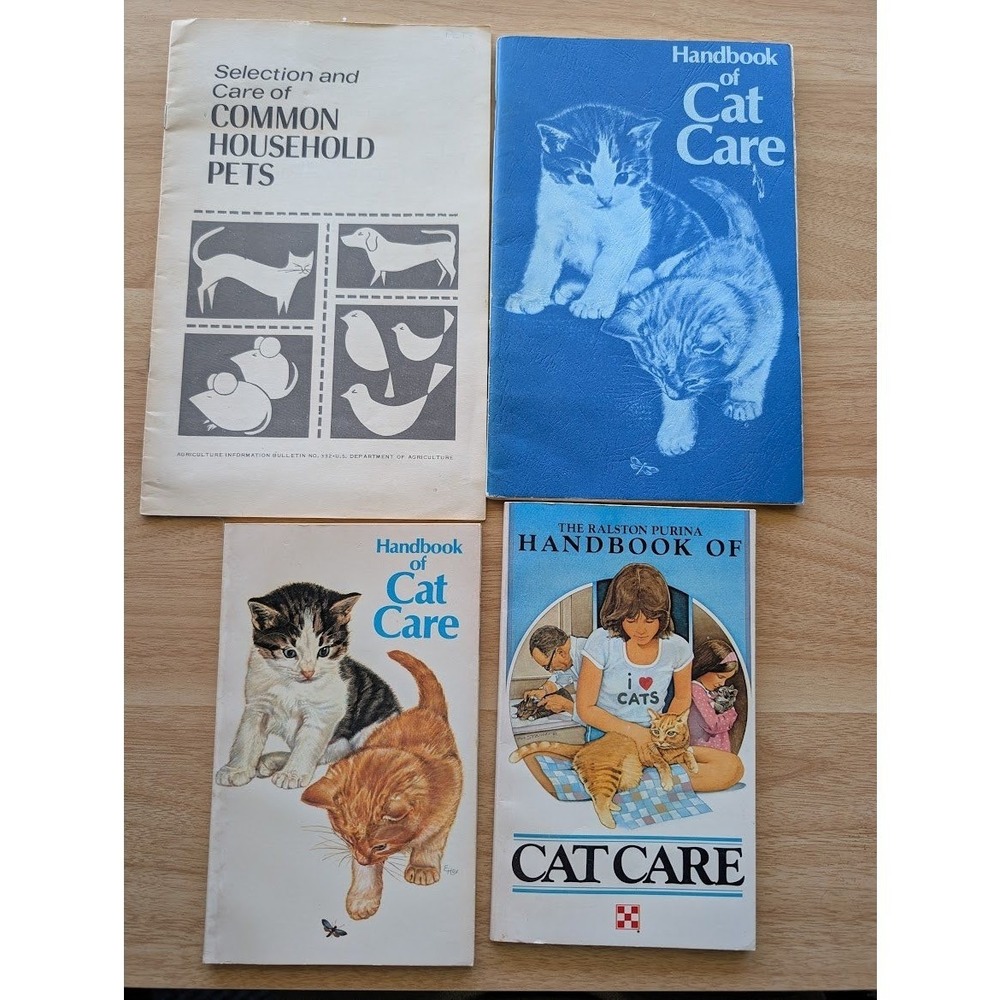 Vintage Pet Care Booklet Lot Ralston Purina Handbook‎ of Cat Care USDA 1968 4pc